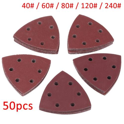 50PCS Triangle Sanding Pads Assorted Sandpaper for Multi Tool Oscillating Loop