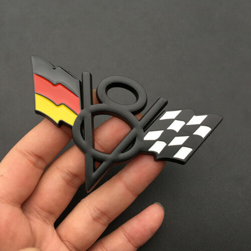 Black V8 Germany DE Flag Chrome Metal Rear Trunk Emblem Badge For BMW MINI 