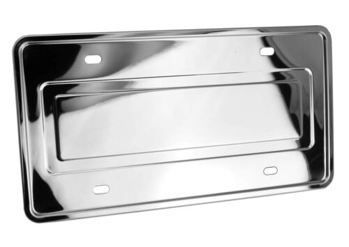Stainless Steel License Plate Frame and Backing Reinforce Holder/Bracket Chrome 