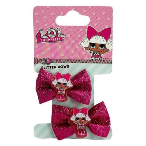 LOL Glitter Surprise Hair Bows x2 Pink Hair Ties Clips Genuine Official L.O.L