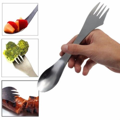 1 Pcs 3 in 1 Titanium Fork Spoon spork Cutlery Utensil Combo Kitchen Outdoor 