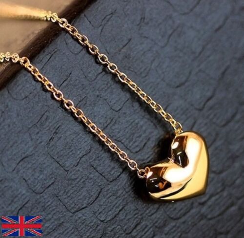 UK Seller Free P&P Women's Gold Heart Shaped Necklace 