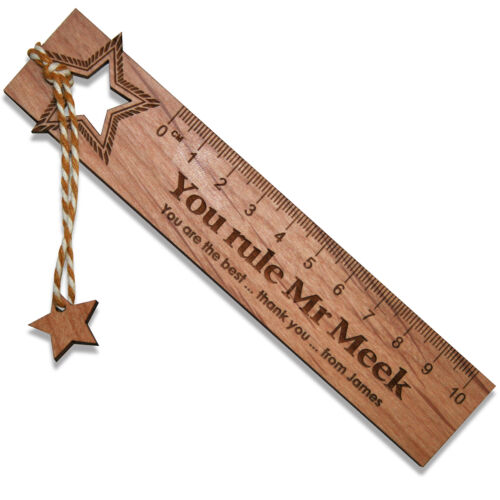 Personalised Teacher End Of Term Gift Solid Oak Ruler Bookmark Thank You Present 