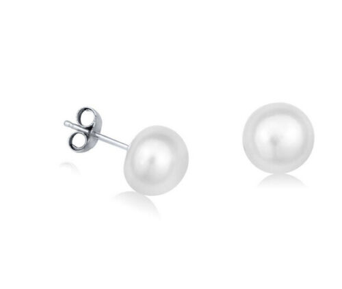 new Fashion Women's Genuine Natural Freshwater Pearl 925 Silver Stud Earrings 