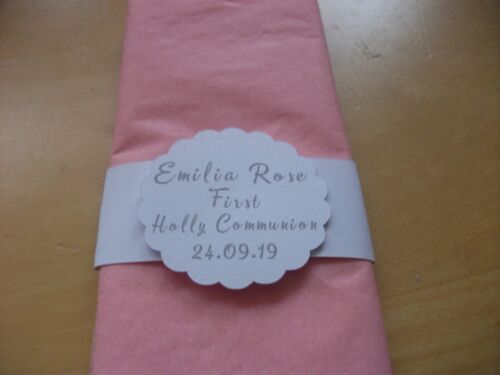 20 Personalised paper napkins rings for first holy communion