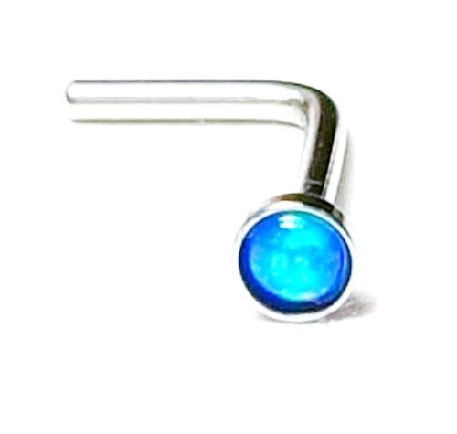 Nose Nostril Screw Ring Jewelry Piercing 18g Surgical Steel Blue Fire Lab Opal 