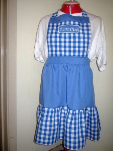 CUSTOMISED GIRLS DOROTHY WIZARD OF OZ COSTUME APRON Fit up to 12 years M2O 