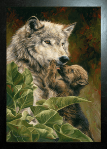 3D MOVING PICTURE 365mm X 465mm BLACK FRAMED WOLF /& PUP PRECIOUS MOMENTS