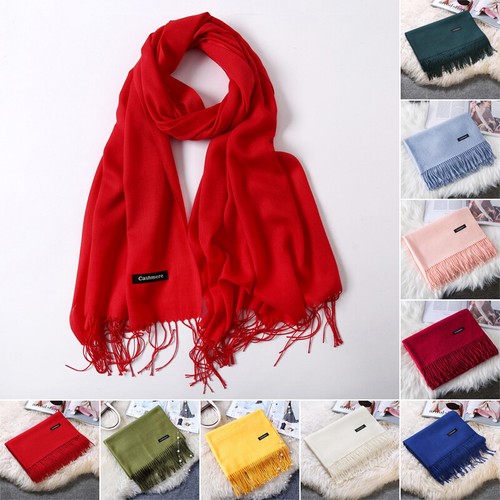 Damen Winter Warm Kaschmir Seide Massiv Lang Pashmina Schön Schal Wickeltuch