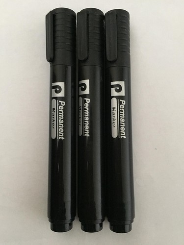 NEW BLACK 3 PACK PERMANENT MARKERS ** GREAT QUALITY /& VALUE