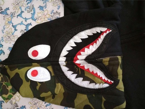 Men/'s A Bathing Ape Bape Shark Camo Zipper Casual Jacket Hoodie Coat~new