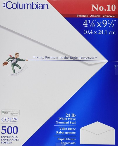 Premium White Letter Mailing Envelopes 4-1//8x9-1//2 Inch Office Bussiness 500...