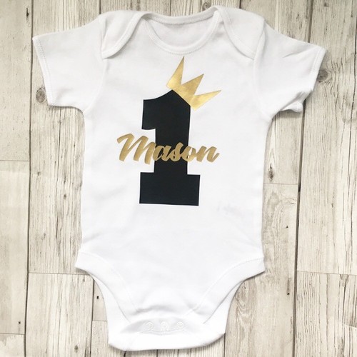Primer Cumpleaños Personalizado Bebé Chicos Chaleco Traje una torta Smash 1st