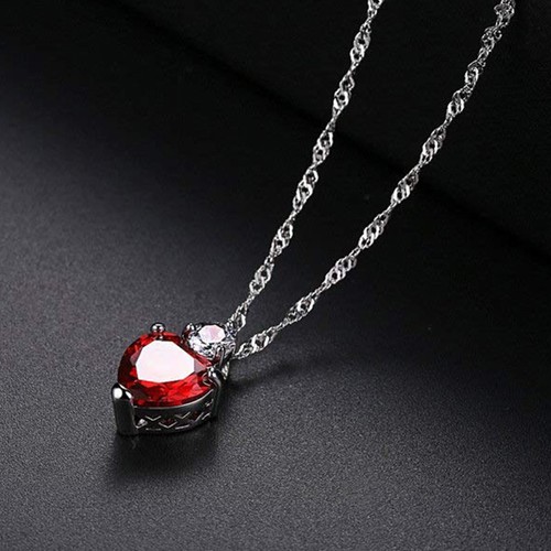 Women Necklace Stud Earrings Set Bridal Jewelry Heart Shaped Zircon Necklace