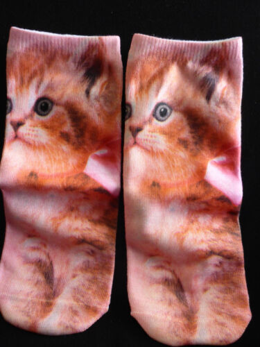 Ladies Girls Ankle Socks Sports Casual Cute Kittens Love Pussy Cats Princess 