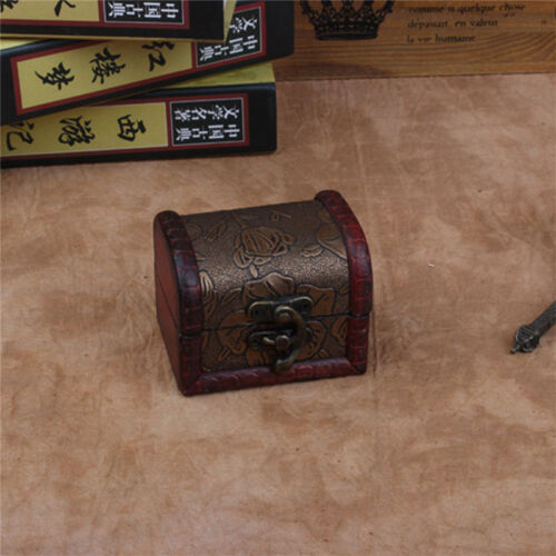 Joyas de Madera Vintage Cofre del tesoro de madera Caja de almacenamiento caso organizador Anillo Ly