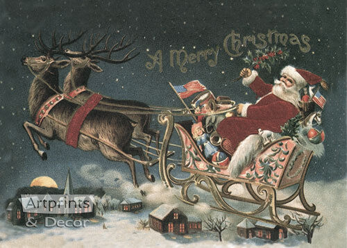 A Merry Christmas : Art Print of Vintage Art :