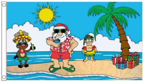 Christmas Santa Claus on a Tropical Island 5/'x3/' Flag
