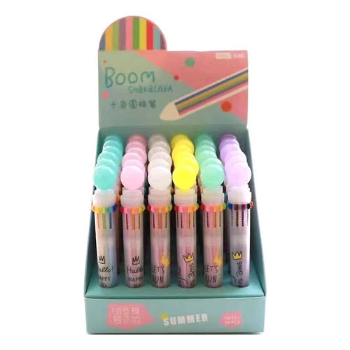 Multi-color 10in1 Color Ballpoint Pen Ball Point Pens Kids School Office Supply!