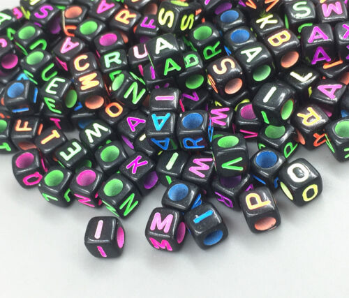 500pcs Mix-color Cubic Acrylic Letter/ Alphabet crafts Beaded Spacer Beads 6x6mm 