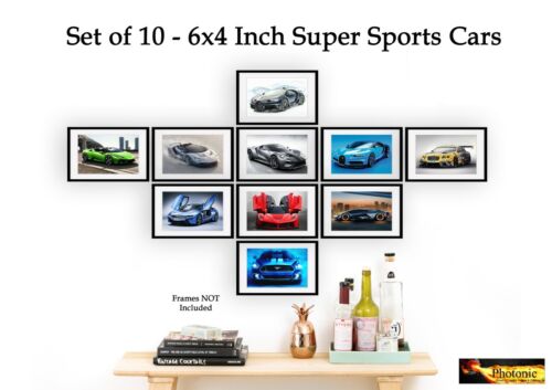 Lot de 10 Super Voitures Sport 6x4 Photo Image Imprime seulement Wall Art Voiture Sport 
