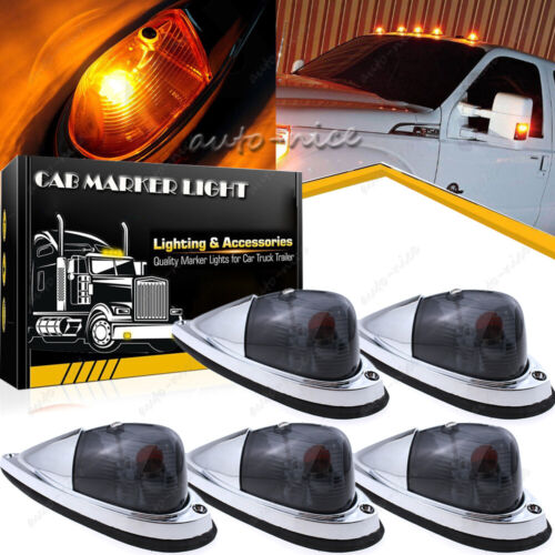 Teardrop Smoke Lens Amber LED Cab Roof Marker Lights For Truck Semi Trailer Ford