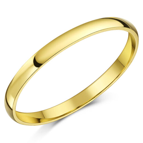 9ct Yellow Gold Ring Light D Shaped Wedding Ring Band Solid & Hallmarked 