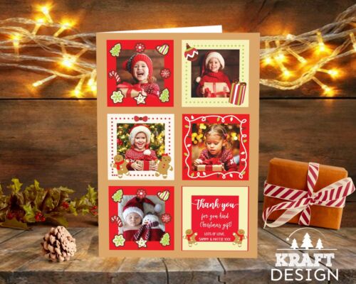 Personalizado De Tarjetas De Agradecimiento Navidad Navidad Foto doblado postales Niños Pack