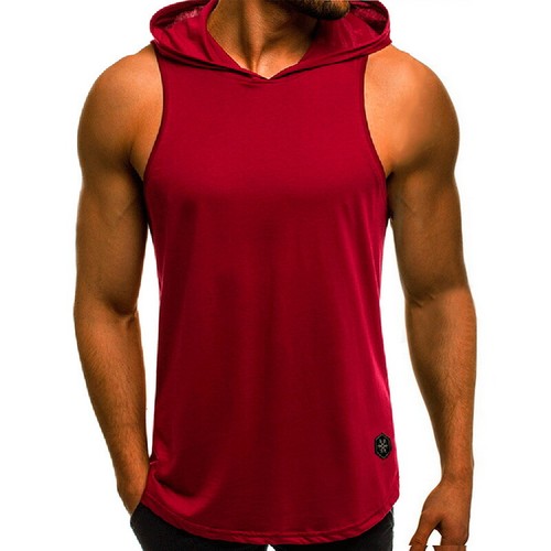 New Arrivel Men Hoodie Bodybuilding Tank Muscle Hooded Sleeveless Top Gym Vest