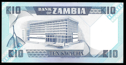 World Paper Money Zambia 10 Kwacha ND 1980-88 P26d Sign 6 @ Crisp UNC 