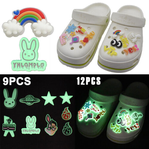 Glow in the Dark 9//12pcs Bad Bunny Croc Shoe jibitz Charms Ornaments