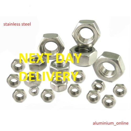 3mm 4mm 5mm 6mm 8mm 10mm 12mm STAINLESS STEEL NUTS 24hr DEL HEXAGON FULL 