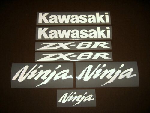 ZX6R Ninja reflective white complete decals stickers graphics emblems labels 636