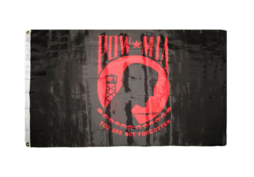 3x5 POWMIA POW MIA Red and Black 2 Faced 2-ply Wind Resistant Flag 3x5ft