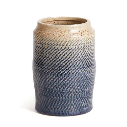 Shadiya Vase 9" Blue White Ceramic Decorative Modern Farmhouse Coastal Decor 