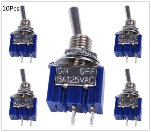 2 PIN SPST On-Off 2 posición 6 A 125 V Ac Mini Interruptores MTS-101 10 un 