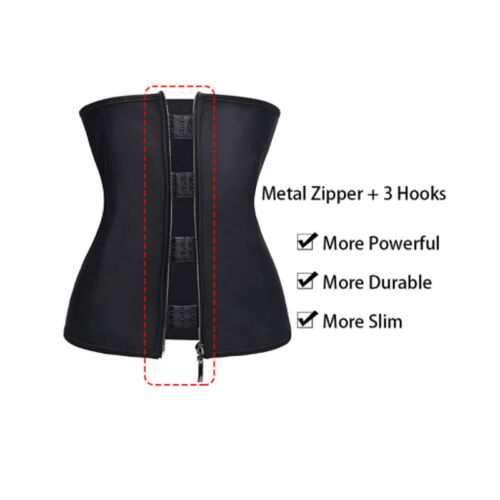 Waist Trainer Body Shaper Women Zipper Hot Cincher Corset Black Slimming Belt 