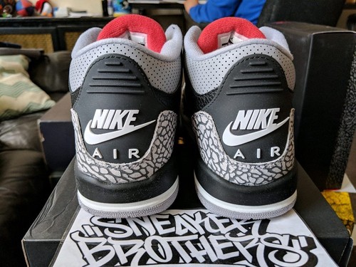Nike Air Jordan Retro III 3 OG Black Cement 2018 Grey Fire Red GS 854261-001