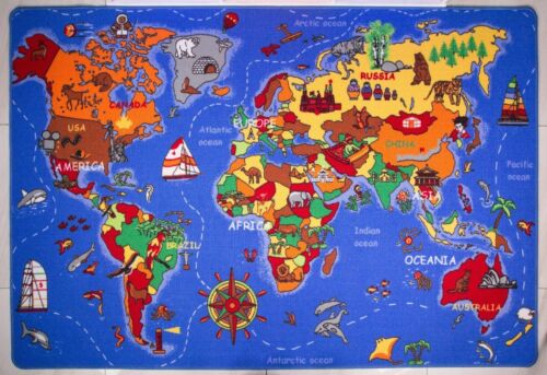 Kids Play Mat Educativo Divertido De Geografía Mapa Mundial países Alfombras Pequeño Grande