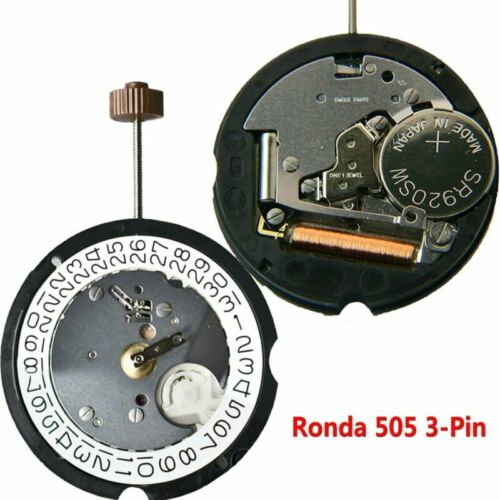 show original title Details about  / Swiss RONDA 505 3Pin CLOCK QUARTZ MOVEMENT DATE AT 3/'//6/' clock movements with 371 Battery