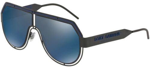 NEW D&G Dolce & Gabbana Matte Black Blue Mirror Sunglasses DG 2231 1106/96 