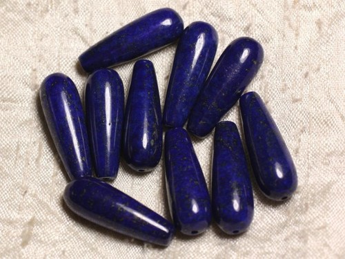 Perles de Pierre Fil 39cm 13pc env Lapis Lazuli Gouttes 30x10mm