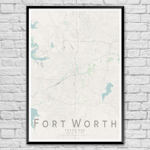 FORT WORTH Map Print USA Wall Art Poster City Map Wall Decor A3 A2 A1