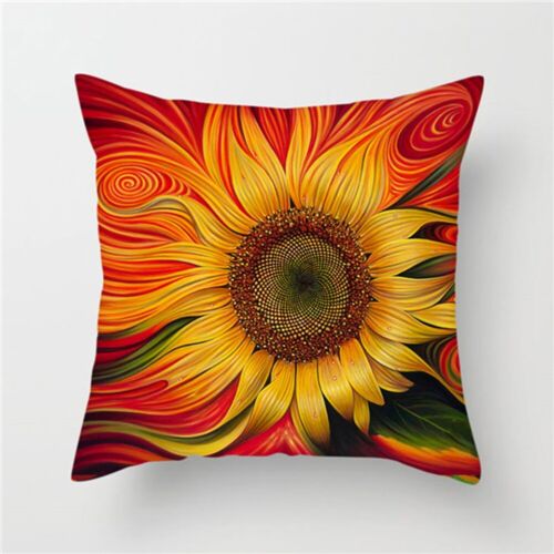 18" Sunflower Floral Pillow Case Sofa Car Throw Waist Cushion Cover Home Decor 