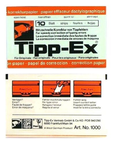 30 Blatt TIPP EX Korrekturpapier für Schreibmaschine universal Nr 1000 **RAR** 