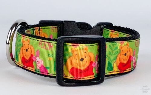 Winnie The Pooh dog collar handmade adjustable buckle collar 1/" wide or leash