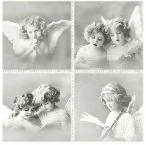 Four LITTLE ANGELS 3 ply NAPKINS 33cm x 33cm FOR DECOPAGE CRAFT or TABLE