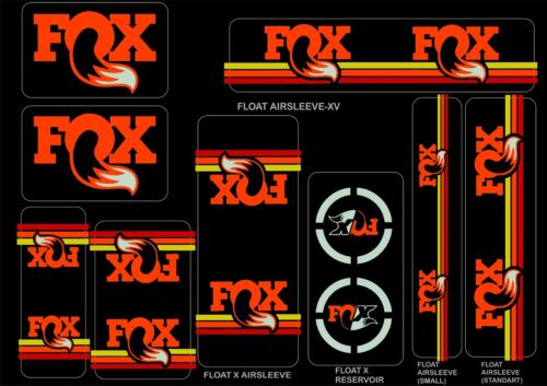 FOX Racing Shox Factory Style Decal Kit Sticker Adhesive Set Orange