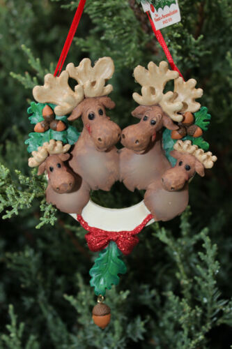 Kurt Holly Adler Moose Family Personalizable Holiday Ornament Family of 4