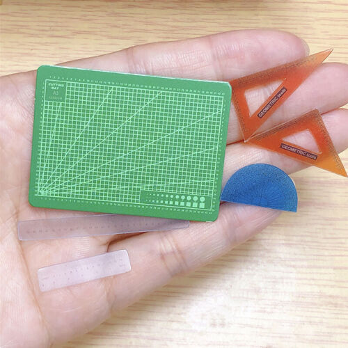 6pcs/set 1:12 Scale Dollhouse Miniature Cutting Mat Scissor Ruler AccessorieNID 